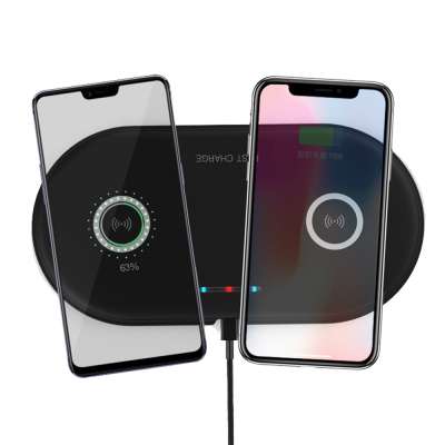 Hot Selling Fast Charger Two Phone Charging Same Time Double Wireless Charger 10W Quick Charging Universal Wireless Charger